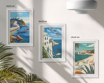 Framed triptych Picturesque seaside landscapes from tourist destinations