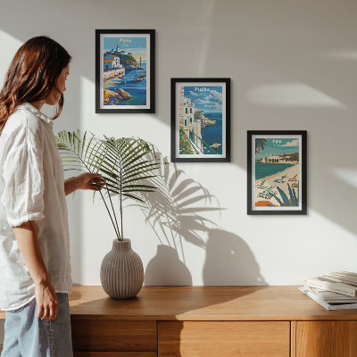 Framed triptych Picturesque seaside landscapes from tourist destinations