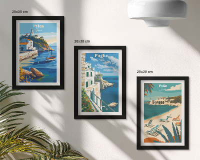 Framed triptych Picturesque seaside landscapes from tourist destinations