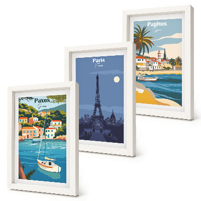 3-piece wall art set Views of coastal cities and their architecture