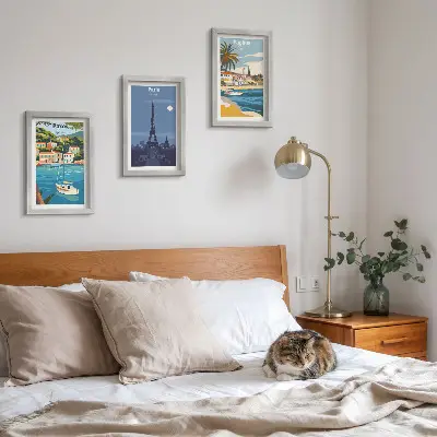 3-piece wall art set featuring views of coastal cities and their architecture