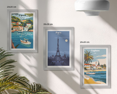 3-piece wall art set Views of coastal cities and their architecture