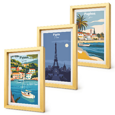 3-piece wall art set Views of coastal cities and their architecture
