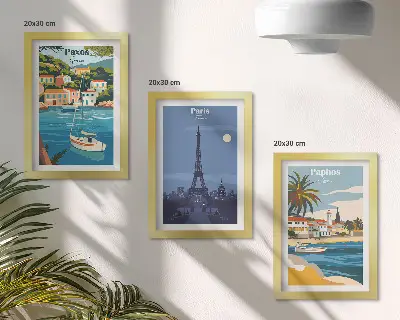3-piece wall art set featuring views of coastal cities and their architecture
