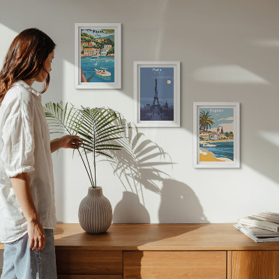 3-piece wall art set Views of coastal cities and their architecture