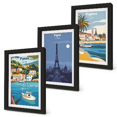 3-piece wall art set Views of coastal cities and their architecture