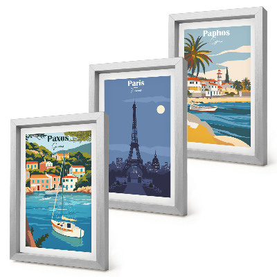 3-piece wall art set Views of coastal cities and their architecture