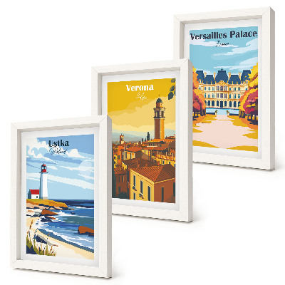 3-piece wall art set Views of famous places by the sea and in cities