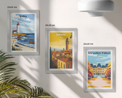 3-piece wall art set Views of famous places by the sea and in cities