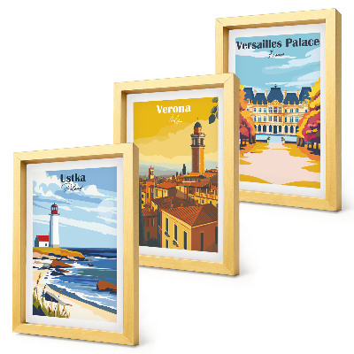 3-piece wall art set Views of famous places by the sea and in cities