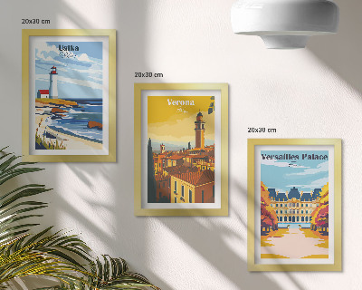 3-piece wall art set Views of famous places by the sea and in cities