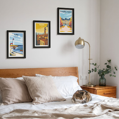 3-piece wall art set Views of famous places by the sea and in cities