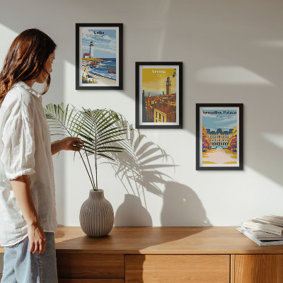 3-piece wall art set Views of famous places by the sea and in cities
