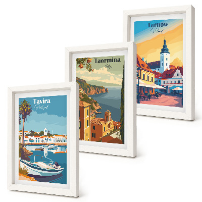 3-piece wall art set Views of coastal cities and their architecture