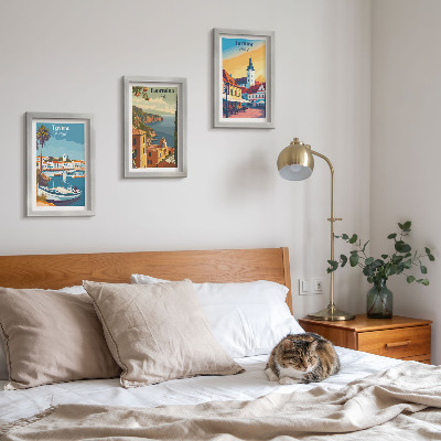 3-piece wall art set Views of coastal cities and their architecture