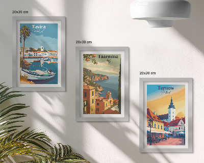 3-piece wall art set Views of coastal cities and their architecture