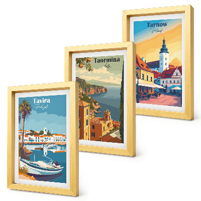 3-piece wall art set Views of coastal cities and their architecture
