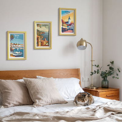 3-piece wall art set Views of coastal cities and their architecture