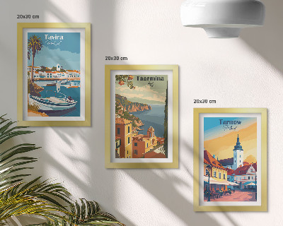 3-piece wall art set Views of coastal cities and their architecture