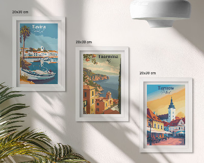 3-piece wall art set Views of coastal cities and their architecture