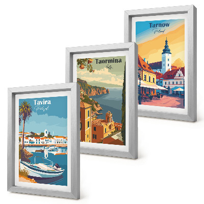 3-piece wall art set Views of coastal cities and their architecture