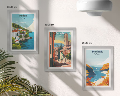 3-piece wall art set Picturesque landscapes in a retro style