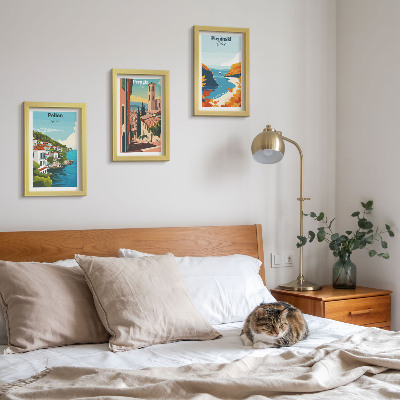 3-piece wall art set Picturesque landscapes in a retro style