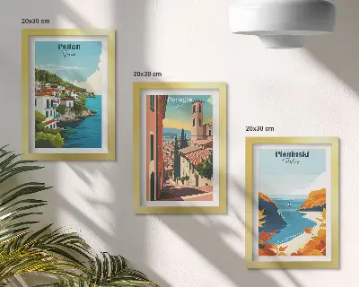 3-piece wall art set with picturesque retro landscapes