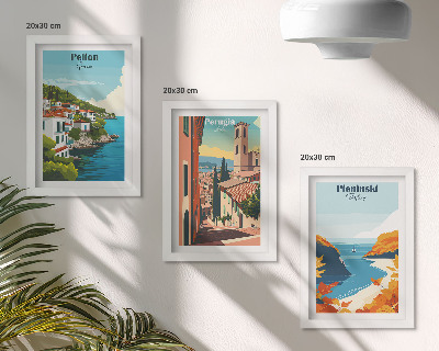 3-piece wall art set Picturesque landscapes in a retro style