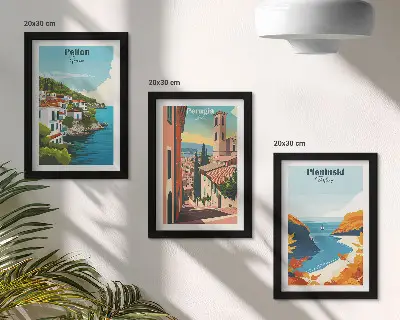 3-piece wall art set with picturesque retro landscapes