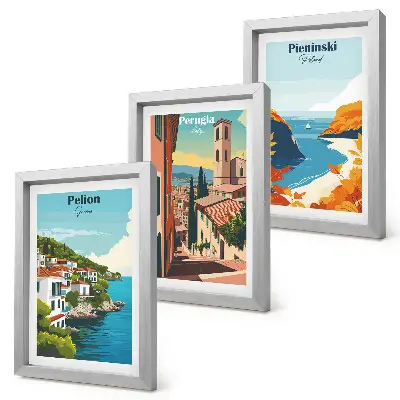 3-piece wall art set with picturesque retro landscapes
