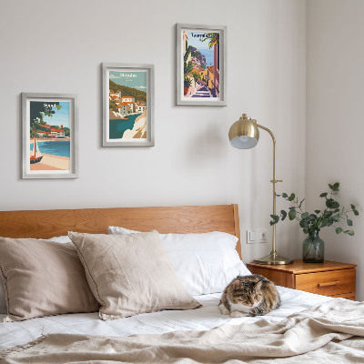 Photo frame wall Seaside city views stylish illustrations