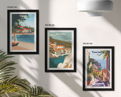 Photo frame wall Seaside city views stylish illustrations