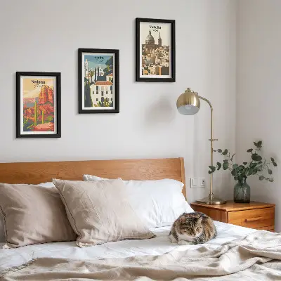 Retro cityscapes of Sedona Sintra and Valletta framed triptych