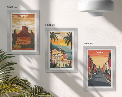3-piece wall art set Landscapes of cities and nature in warm colors