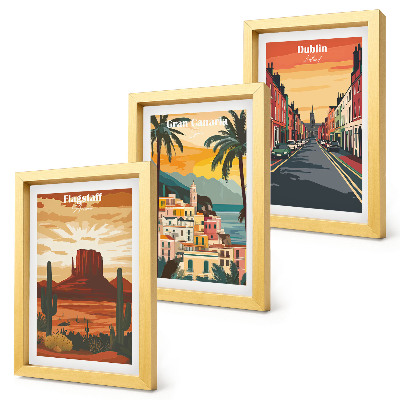 3-piece wall art set Landscapes of cities and nature in warm colors