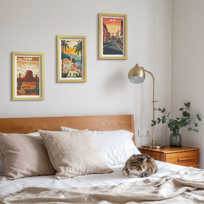 3-piece wall art set Landscapes of cities and nature in warm colors