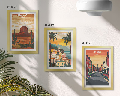 3-piece wall art set Landscapes of cities and nature in warm colors