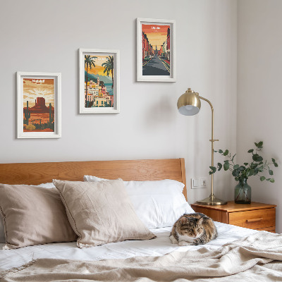 3-piece wall art set Landscapes of cities and nature in warm colors
