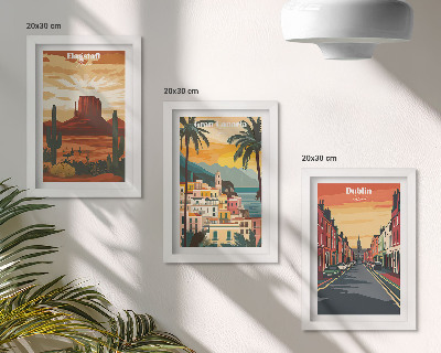 3-piece wall art set Landscapes of cities and nature in warm colors