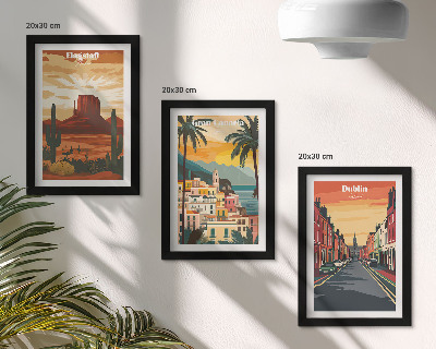 3-piece wall art set Landscapes of cities and nature in warm colors