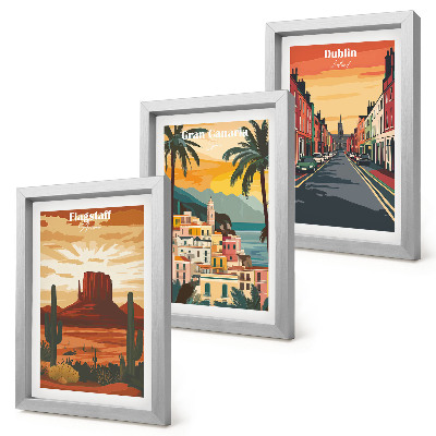 3-piece wall art set Landscapes of cities and nature in warm colors