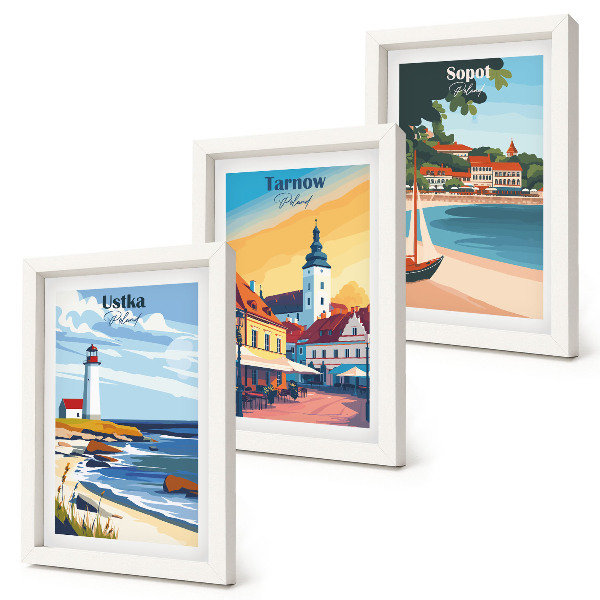 Photo frame wall Views of Polish cities Ustka Tarnów Sopot