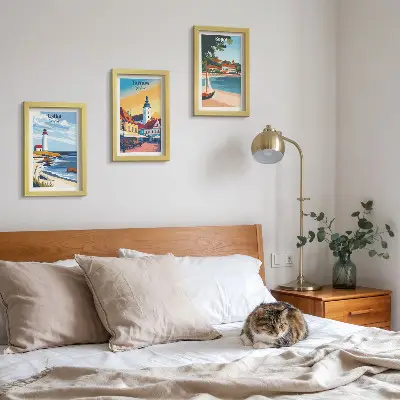 Photo frame gallery wall with views of Polish cities Ustka Tarnów and Sopot
