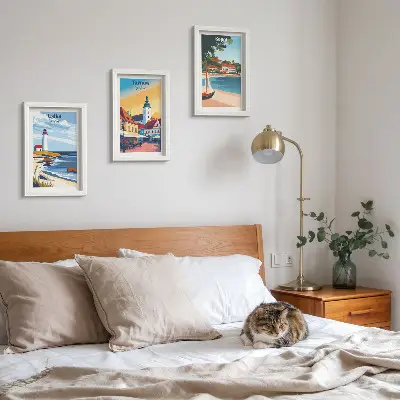 Photo frame gallery wall with views of Polish cities Ustka Tarnów and Sopot