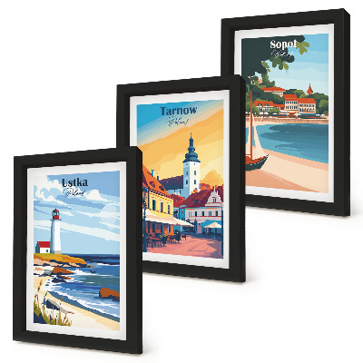 Photo frame wall Views of Polish cities Ustka Tarnów Sopot