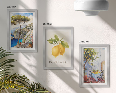 3-piece wall art set Views of Positano with lemon trees in the sun