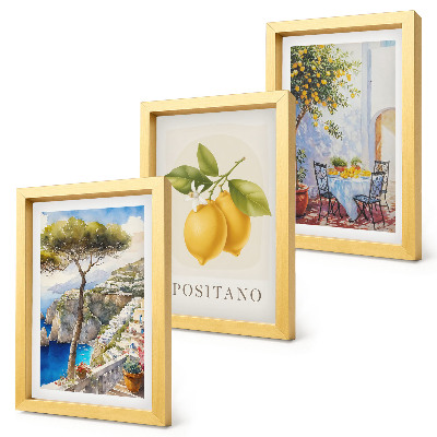 3-piece wall art set Views of Positano with lemon trees in the sun