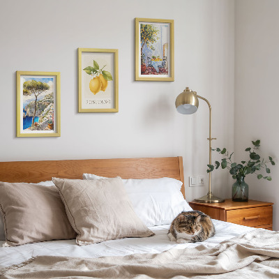 3-piece wall art set Views of Positano with lemon trees in the sun