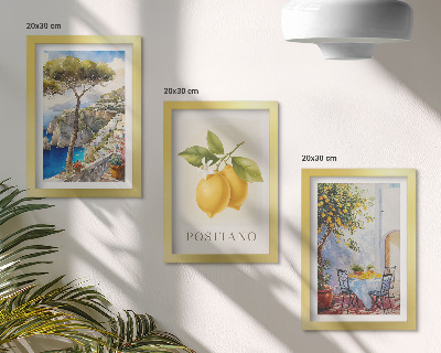 3-piece wall art set Views of Positano with lemon trees in the sun